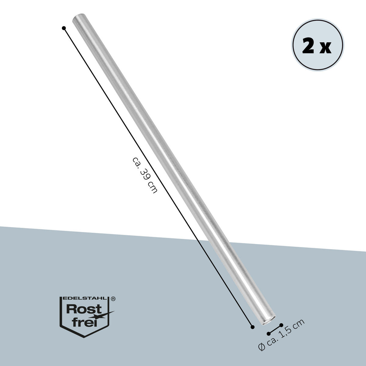 BÜRSTENGRIFF BARBENA, Edelstahl 2 Stück - Edelstahlfarben, Metall (1.5/1.5cm) - bremermann