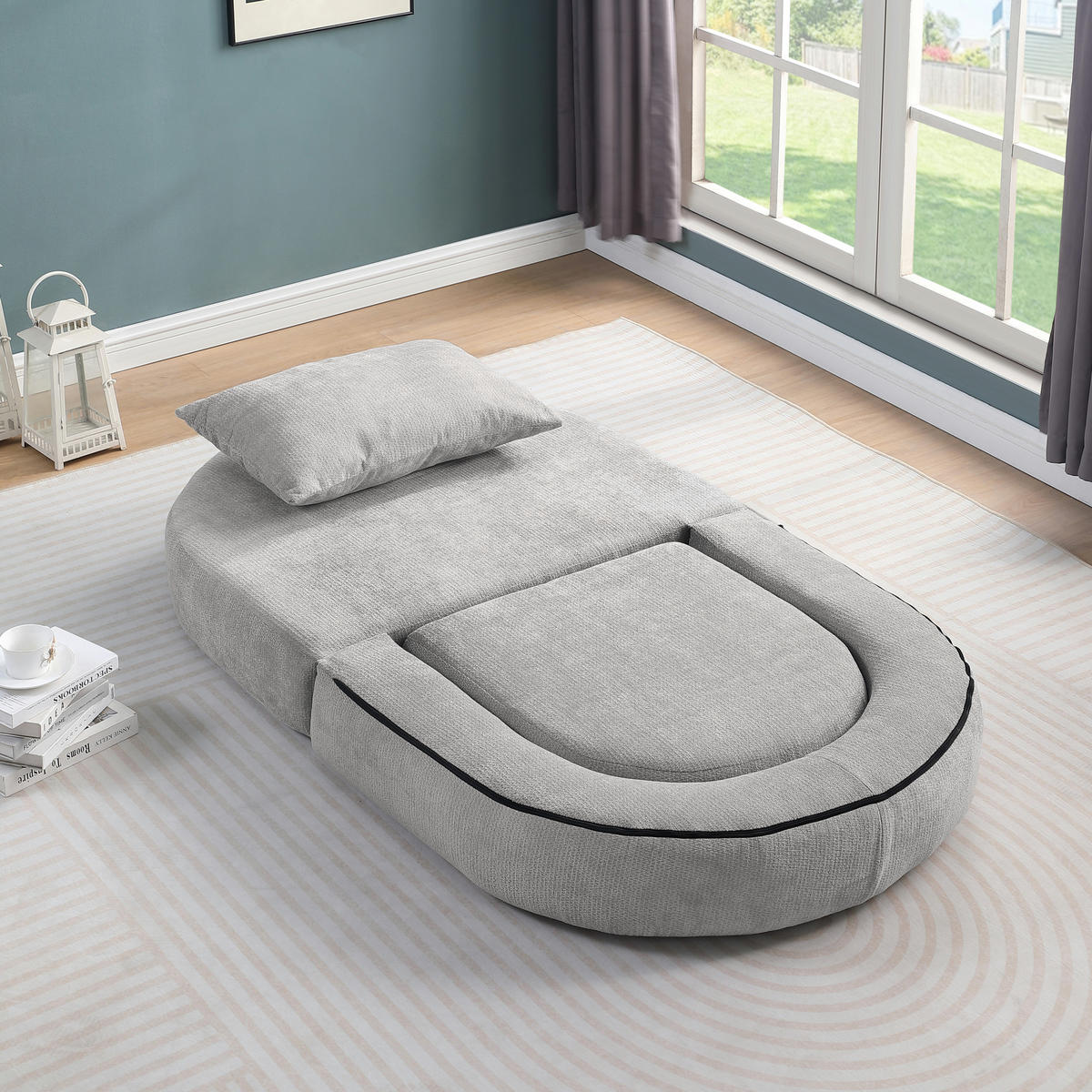SOFABETT 101/90/41 cm Hellgrau - Hellgrau, Textil (90/41/101cm)
