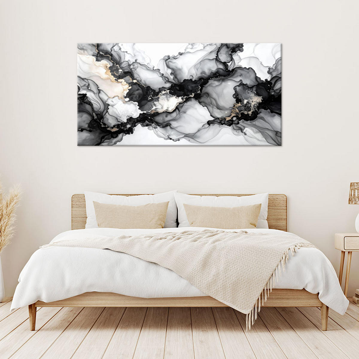 LEINWANDBILD Abstraktion 80x40cm - Schwarz, Textil (80/40cm) - Feeby