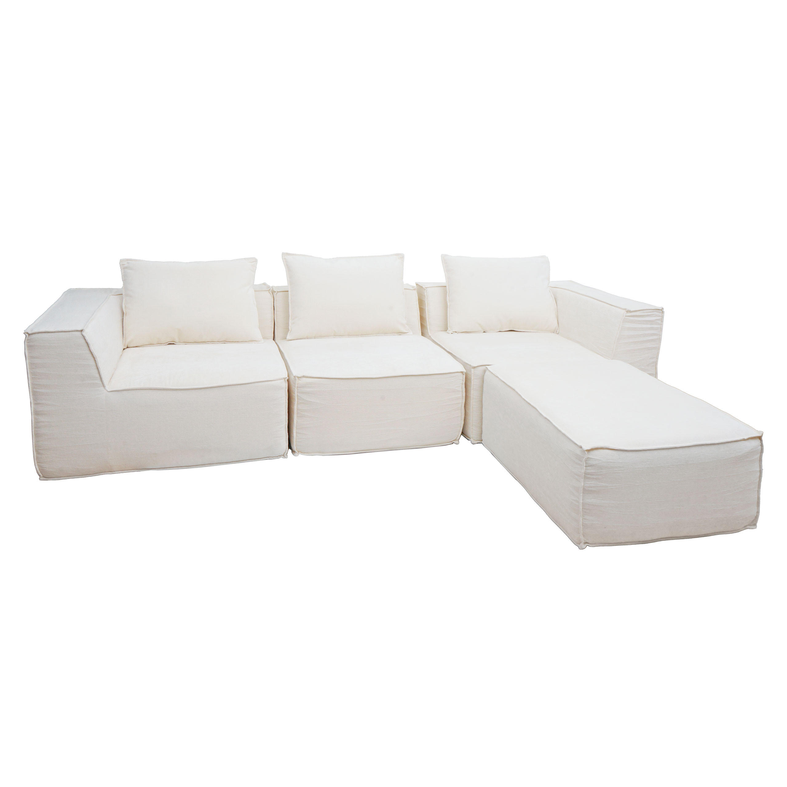 SOFA-GARNITUR Cremeweiß - Weiß, Textil (270/63/190cm) - MCW