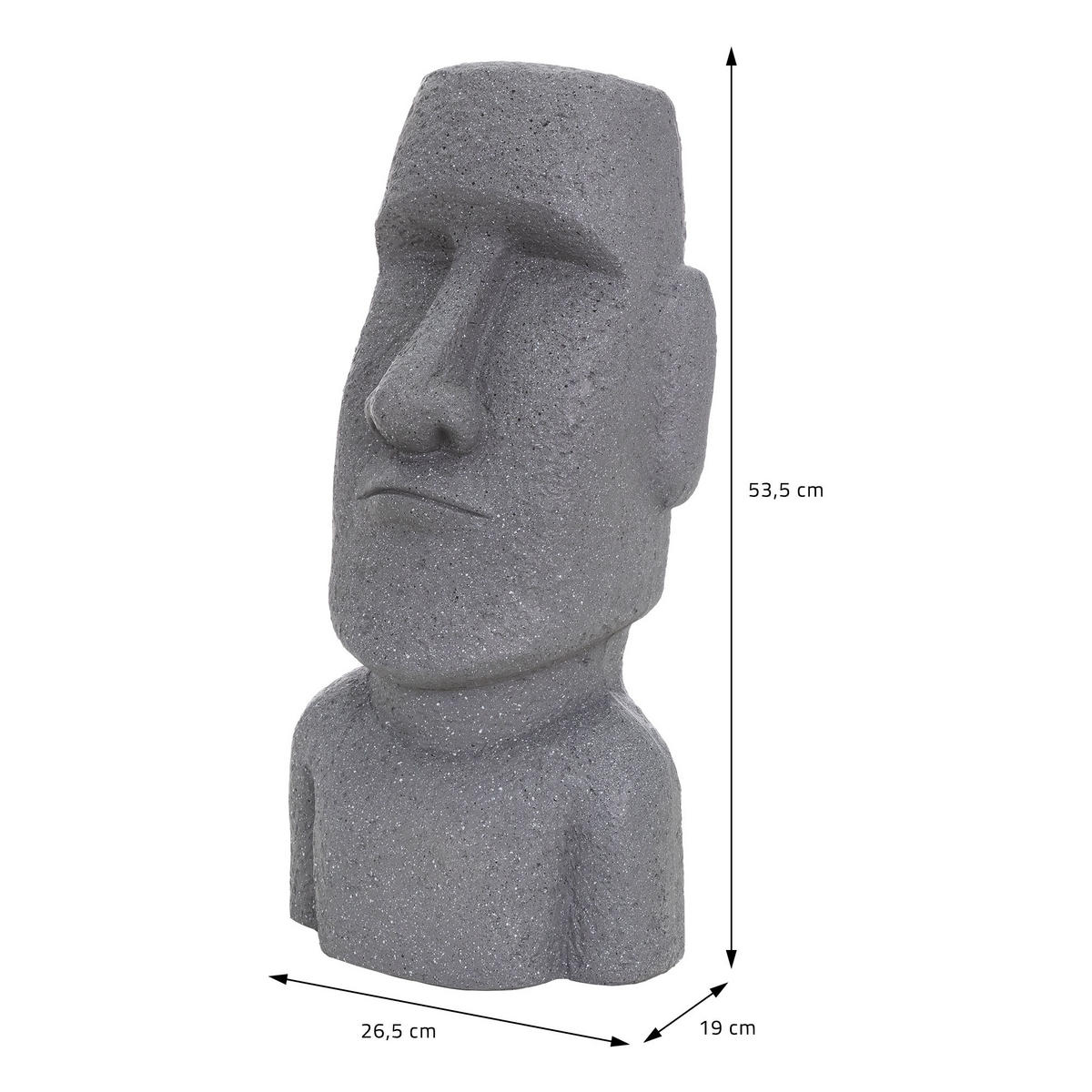 MOAI RAPA NUIL KOPF STATUE Grau 53,5 cm - Grau, Stein (19/53.5/26.5cm) - ECD-Germany