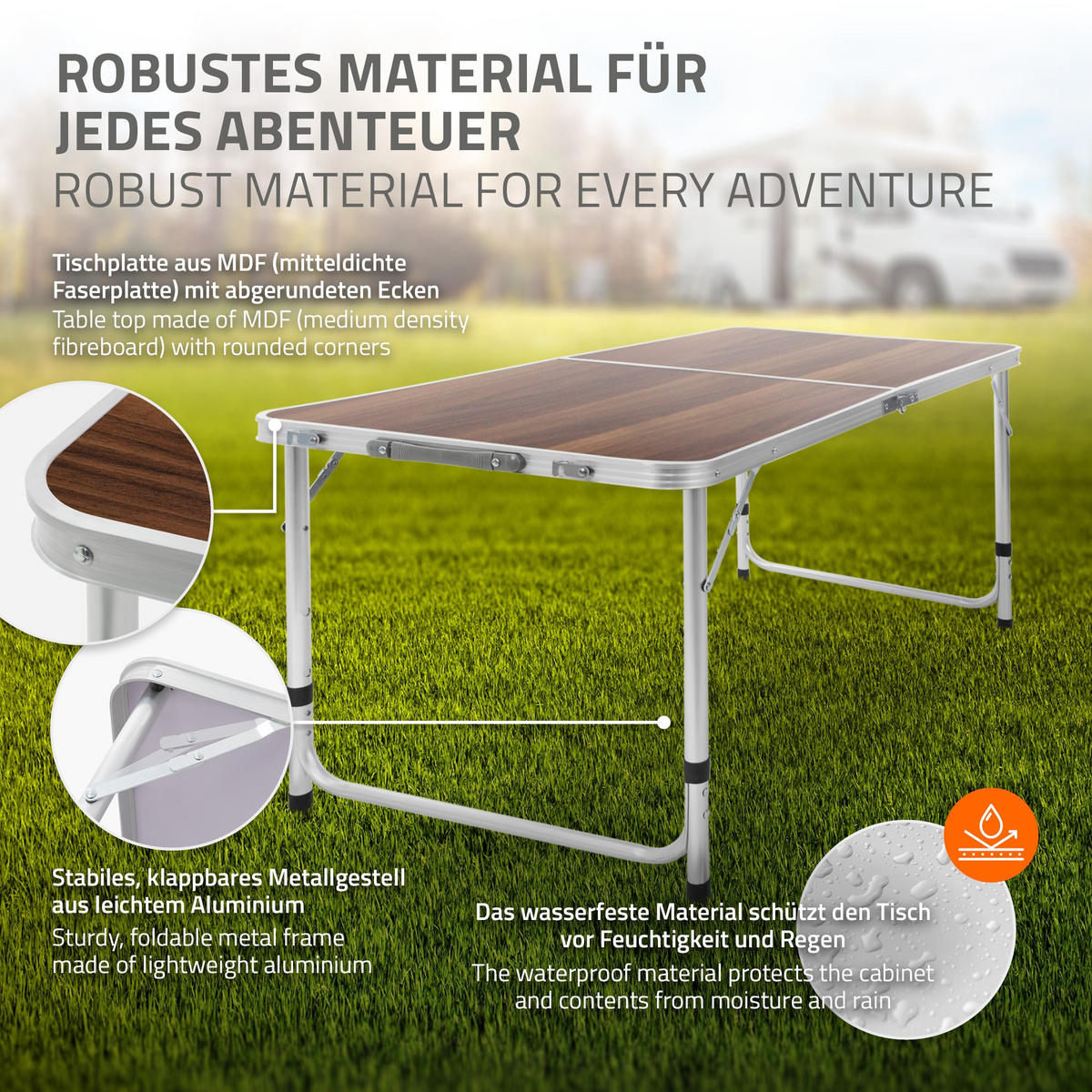 CAMPINGTISCH - Braun, Holzwerkstoff (120/60/70cm) - ECD-Germany