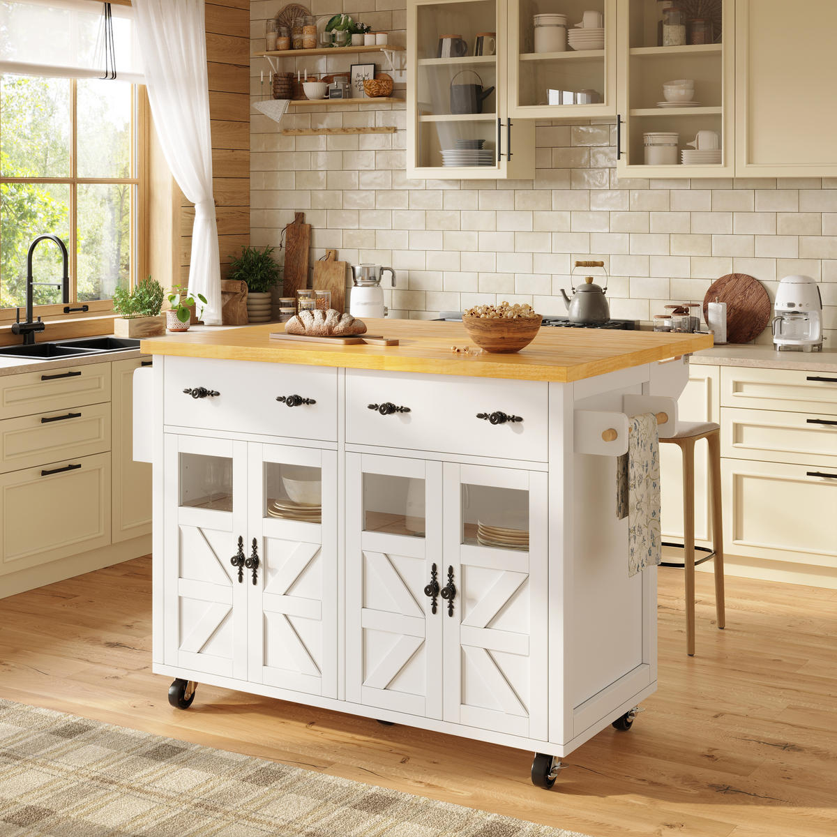 KÜCHENINSEL Weiß 140/73/93.5 cm - Weiß, Holzwerkstoff (140/93.5/73cm) - PANGIVO
