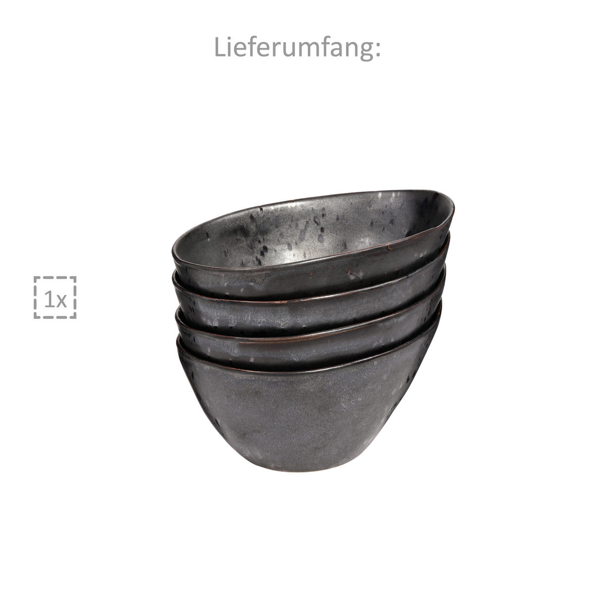 MÜSLISCHALEN SET TOMBEY - 4 teilig aus Steingut - Dunkelgrau, Keramik (12.7cm) - Sänger