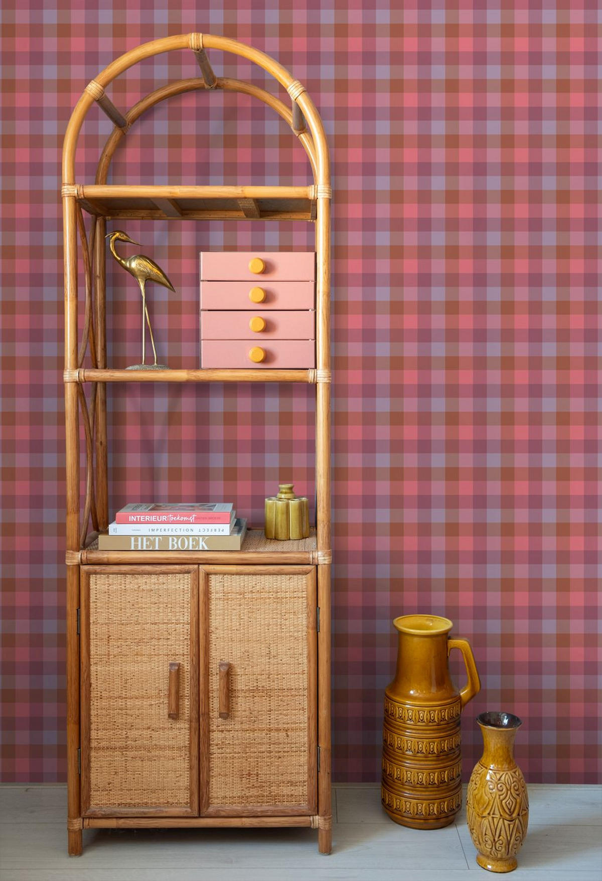 TAPETE Karomuster 50 x 900 cm - Pink, Papier (50/0.1cm) - ESTAhome