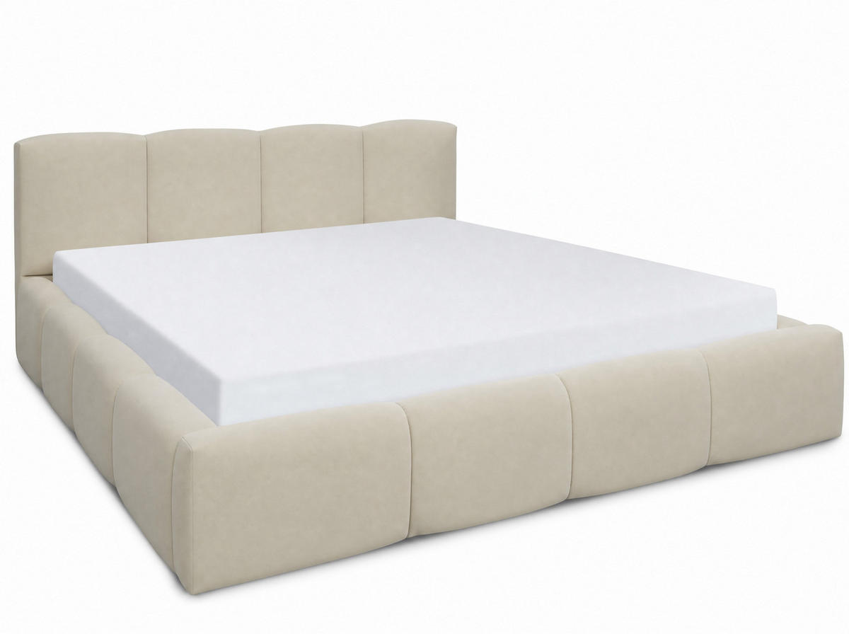 POLSTERBETT Amore Beige 180/200 cm Samt mit Bettkasten - Beige, Textil/Metall (180/200cm) - wonello