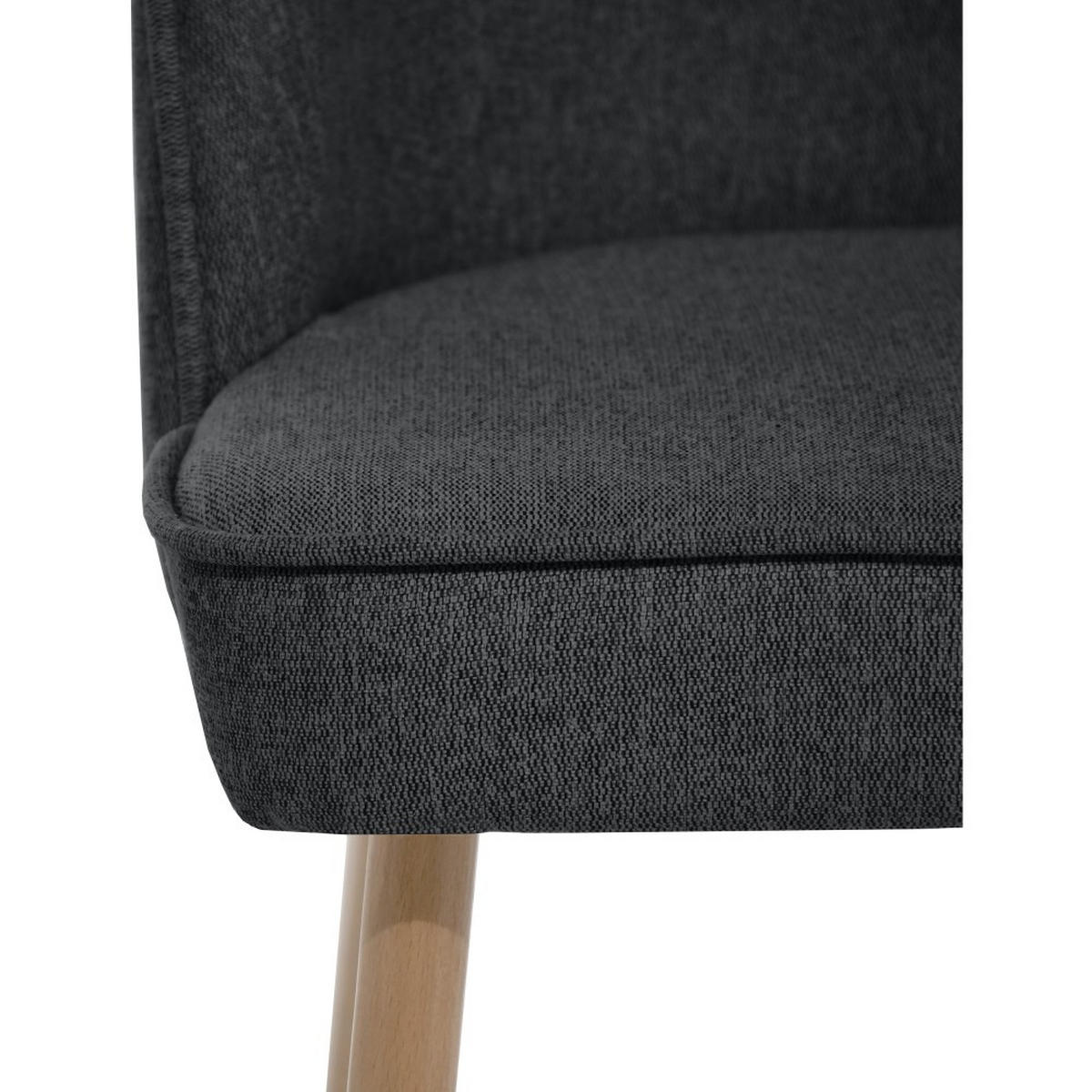 STUHL Luna, Polsterstuhl für das Esszimmer mit Buchenholzbeinen, Dunkelgrau - Dunkelgrau/Buchefarben, Holz (51/87/46cm) - Beautysofa