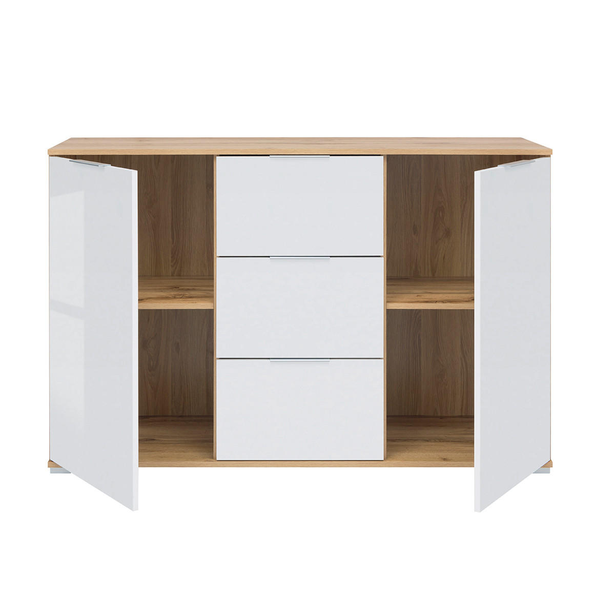 SIDEBOARD Selma Weiß und Holz - Weiß, Holzwerkstoff (135/86/41cm) - Petits-meubles