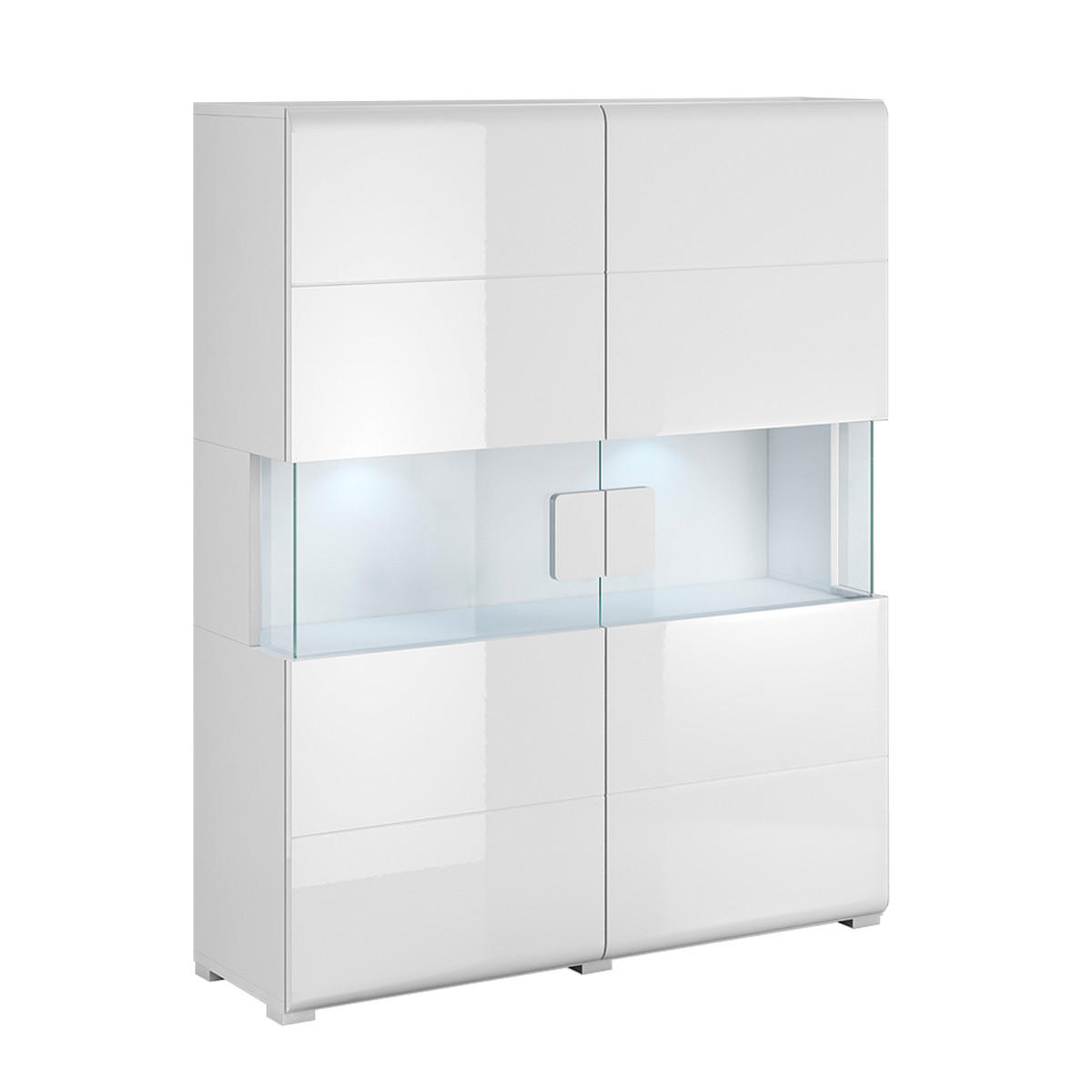 VITRÍNA Jules Bílá - bílá, kompozitní dřevo (122/152/39cm) - Petits-meubles