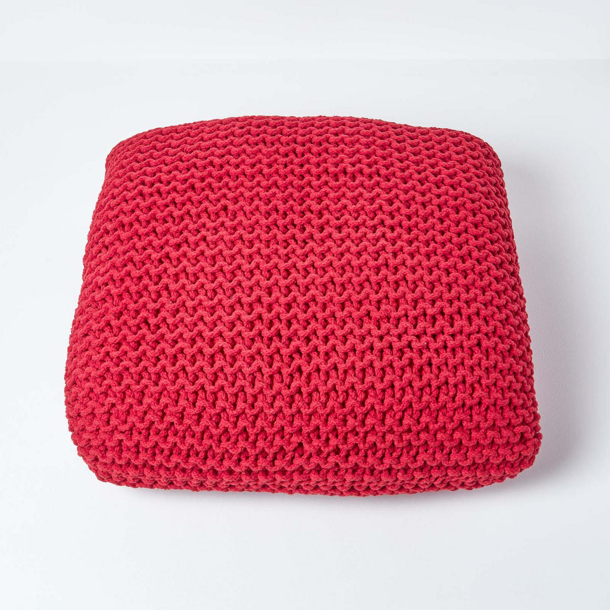 STRICK-POUF rot, Bodenkissen 70/70/20 cm - Rot, Textil (70/20/70cm) - Homescapes