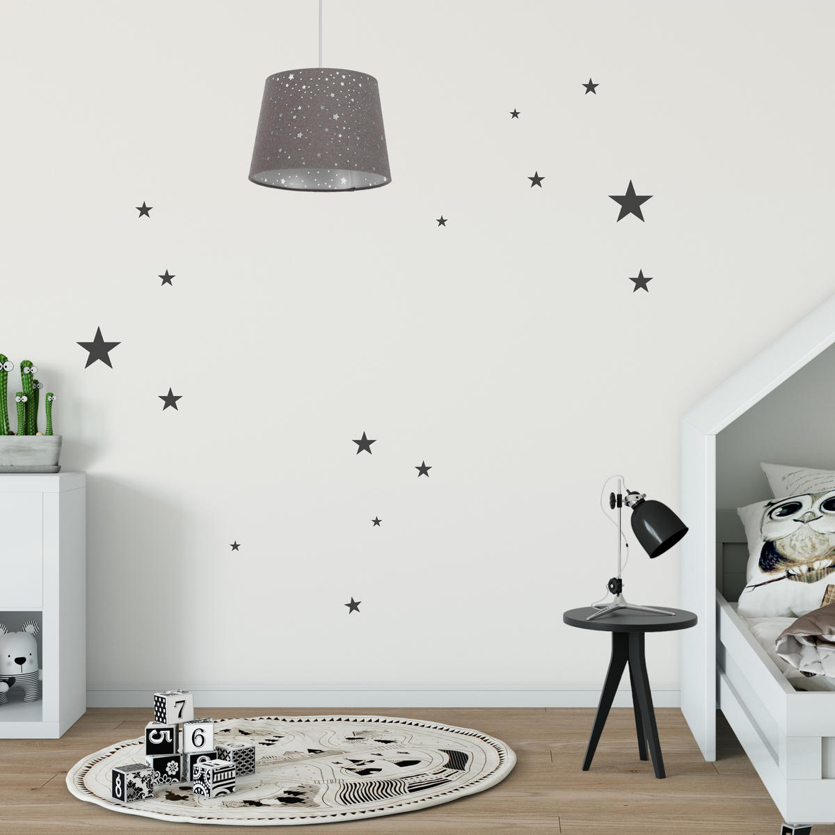 KINDERZIMMERLAMPE - Grau, Kunststoff/Textil (27/27/122cm) - Relaxdays