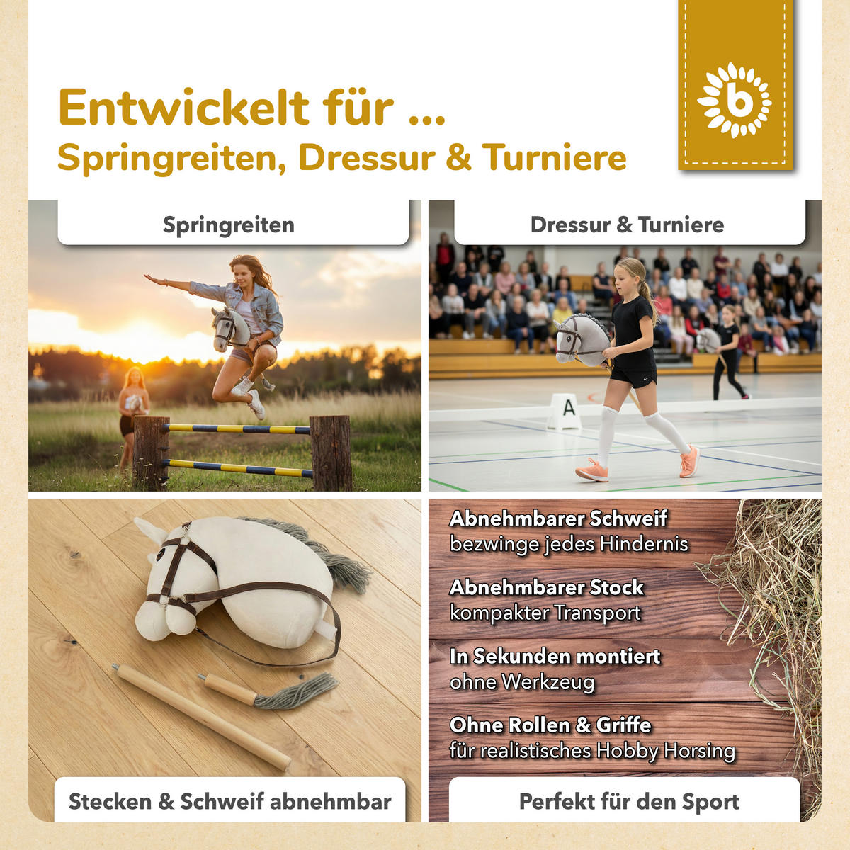 HOBBY-HORSE Steckenpferd Schimmel Größe - Weiß, Textil (34/76cm) - Bieco Spielwaren