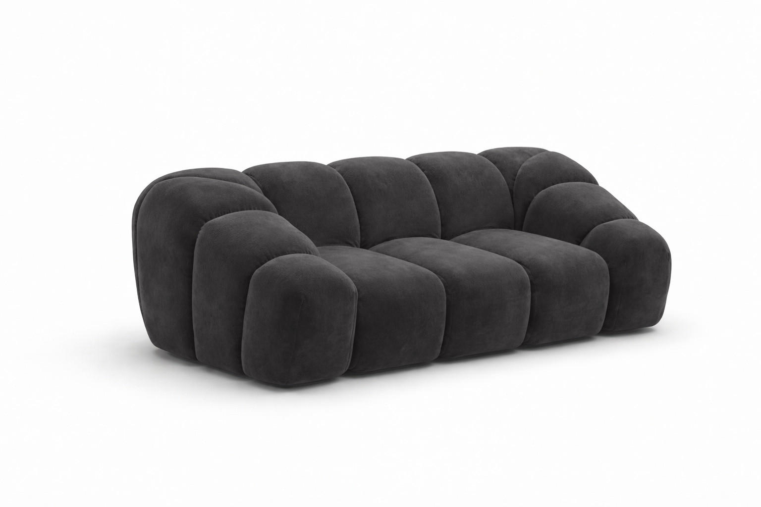 SOFA 2-Sitzer modular, Veloursstoff Bluvel, Schwarz, CROISSANT - Schwarz, Holz (200/72/115cm) - Kaiser Möbel