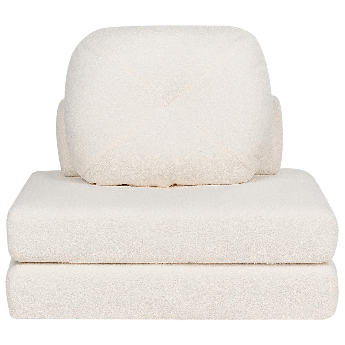 1-SITZER BODENSOFA Bouclé weiß mit Schlaffunktion Olden - Weiß, Textil (81/54/91cm) - Beliani