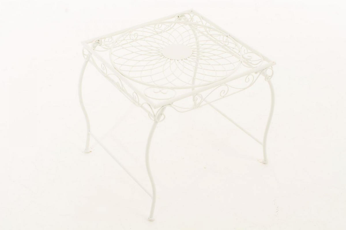 GARTENTISCH eckig 49/45/46 cm Metall Weiß - Creme, Metall (45/49/46cm) - CLP