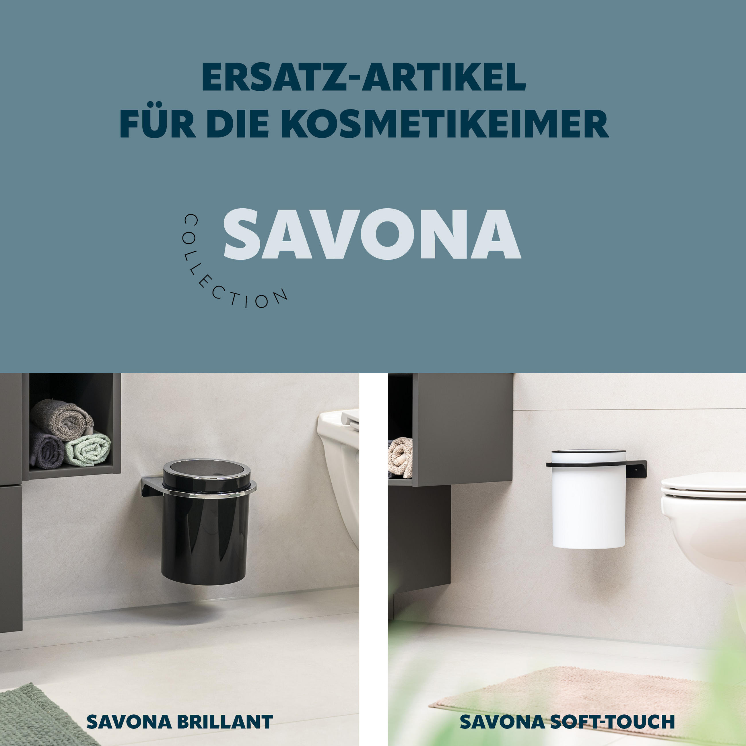 WANDHALTERUNG für Kosmetikeimer SAVONA, rund - Schwarz, Kunststoff (22/4.5/22.5cm) - bremermann