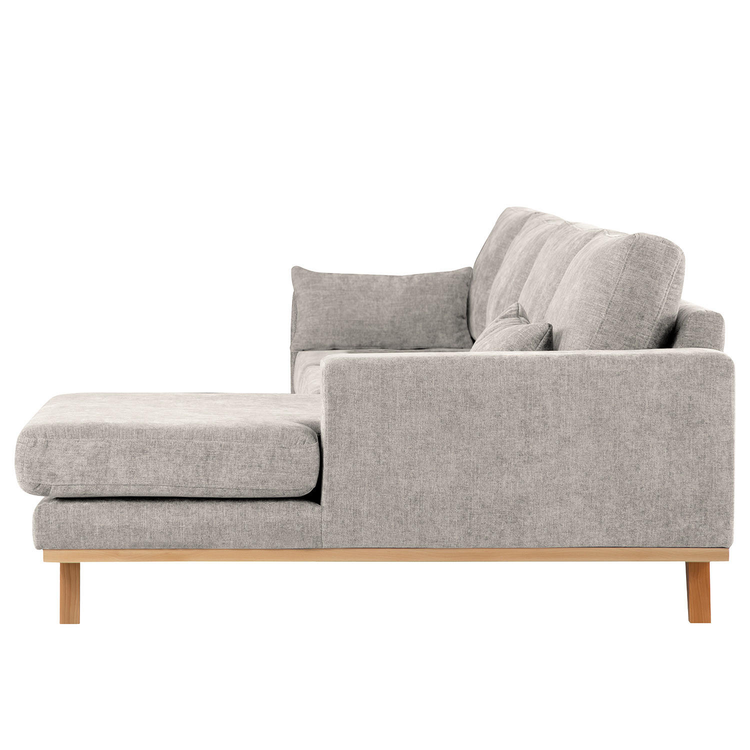 ECKSOFA mit Longchair - Buchefarben/Grau, Textil (281/153cm) - home24