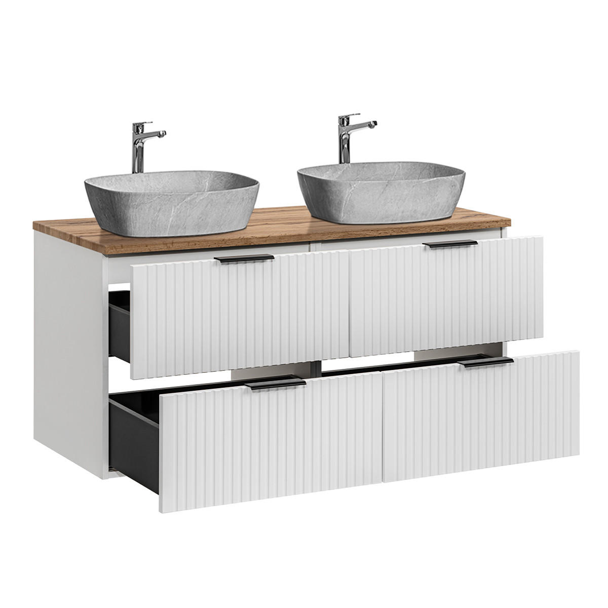 DOPPELWASCHTISCH 120.8cm Adriel Weiß - Weiß, Holzwerkstoff (120.8/59/46cm) - Petits-meubles