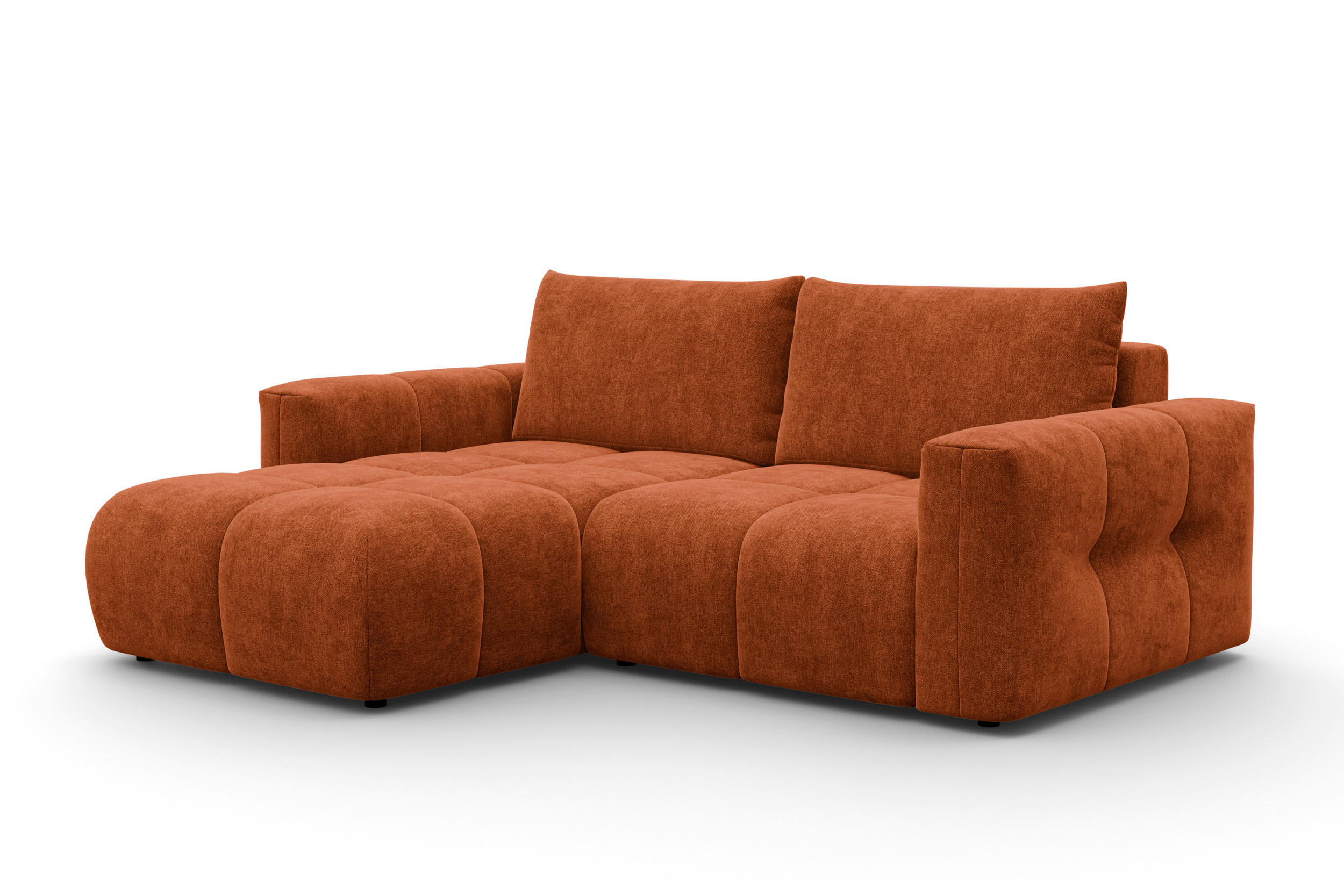 ECKSOFA VERONA 3-Sitzer links, Orange - Schwarz/Orange, Holz/Textil (224/173cm) - Courtois Laville