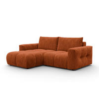 ECKSOFA VERONA 3-Sitzer links, Orange - Schwarz/Orange, Holz/Textil (224/173cm) - Courtois Laville