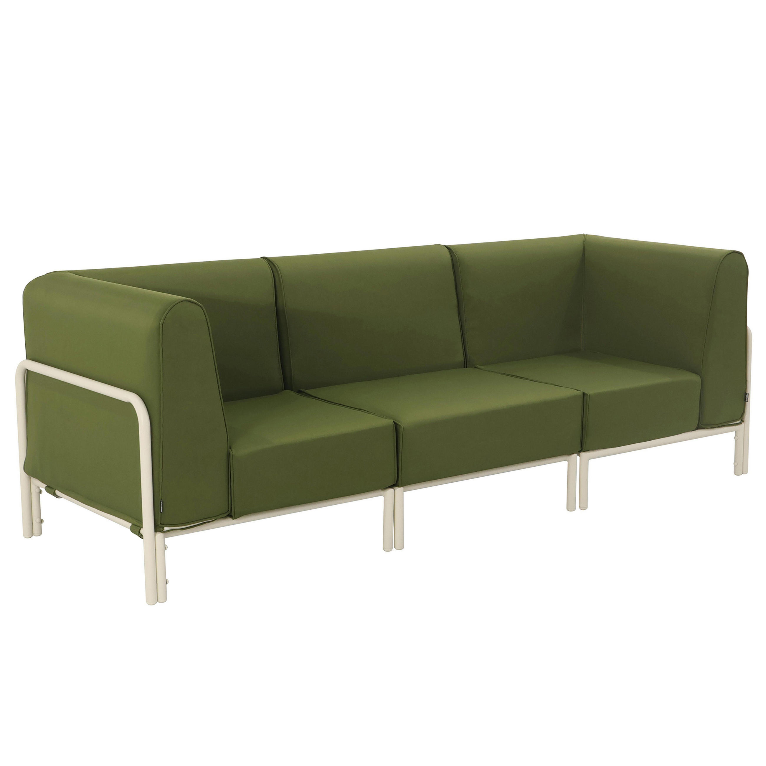 GARTENSOFA mit 3 Sitzplätzen, Khakigrün - Grün, Textil (80/78/216cm) - Oviala