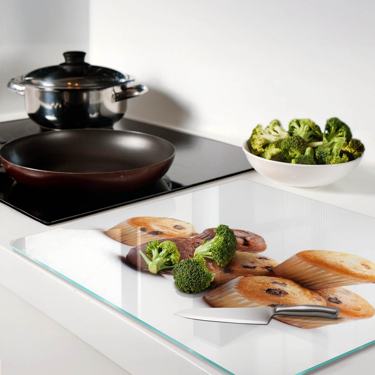 GLASPLATTE 60x52 cm Muffins - Braun, Glas (60/0.4/52cm) - TULUP