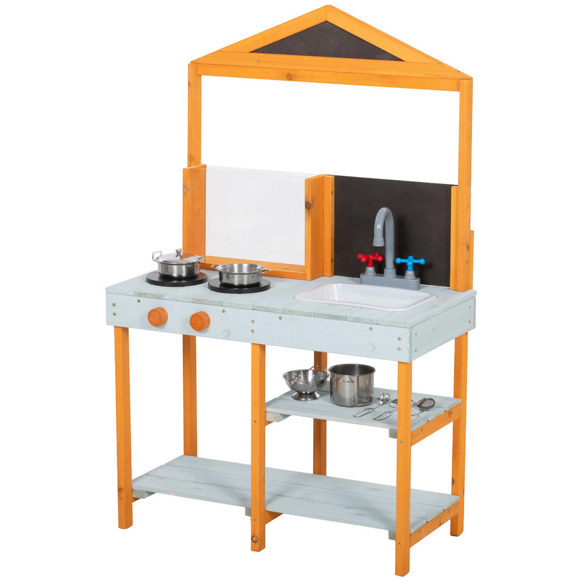 MATSCHKÜCHE DE-09896 mit abnehmbarer Spüle und Kochplatten Hellblau - Hellblau, Holz (69/33.5/110cm) - ComfortXL