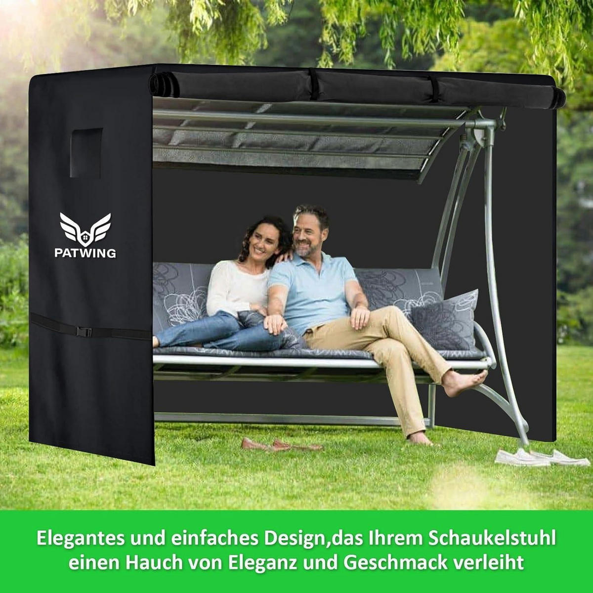 HOLLYWOODSCHAUKEL Abdeckung 3-4Sitzer Schwarz 210 x 150 x 150 cm - Schwarz, Textil (160/120/175cm)