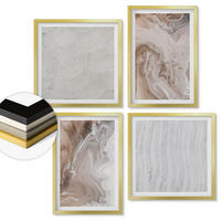 WANDBILDER 4er Set - 50x50 cm & 40x60 cm Goldrahmen - Abstrakte Marmormuster aus Stein - Goldfarben, Kunststoff (50/50cm) - ArtPrintCave