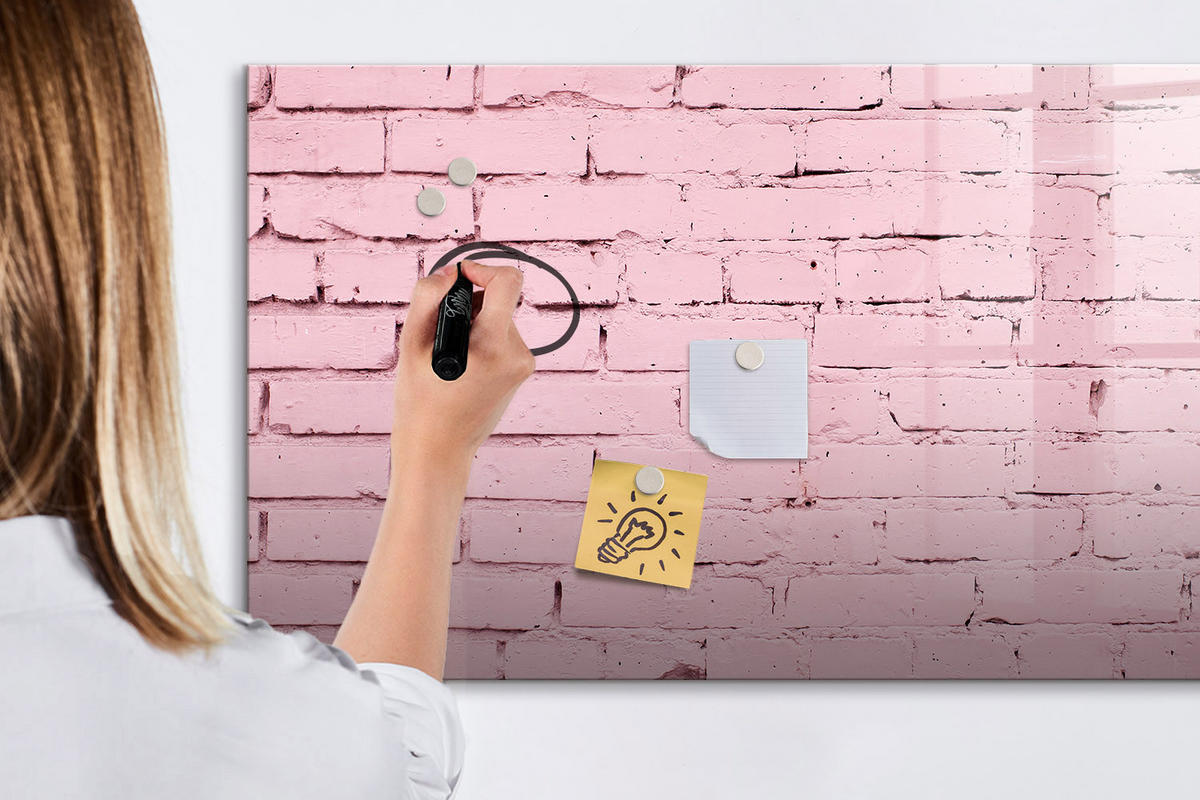MAGNETTAFEL 120x60 Ziegelmauer - Pink, Glas (120/60/0.4cm) - TULUP