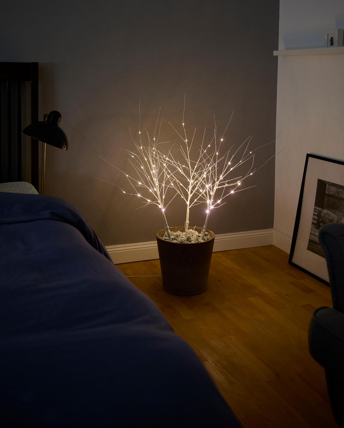LED-STRÄUCHER Birkenoptik - 85 cm hoch mit 3x32 warmweißen LEDs, elastische Zweige und Timerfunktion für festliche Weihnachtsdeko - Weiß, Kunststoff (35/35/85cm) - Northpoint