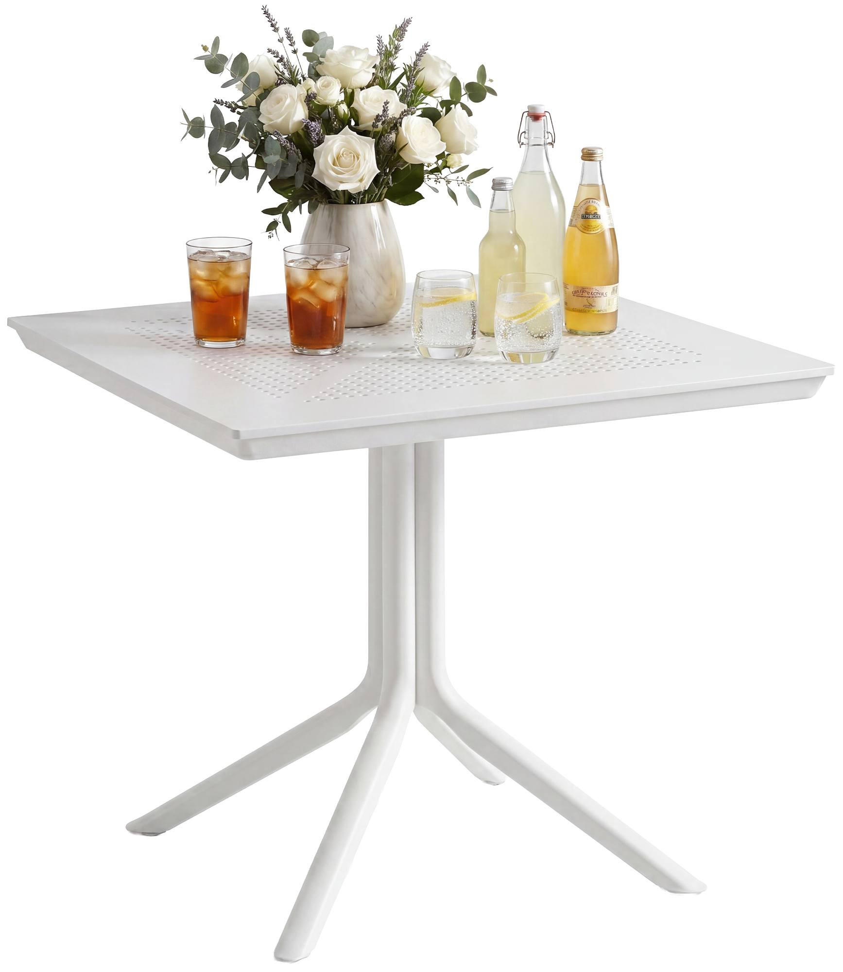 GARTENTISCH eckig 80/80/74 cm Kunststoff Weiß - Weiß, Kunststoff (80/80/74cm) - CLP