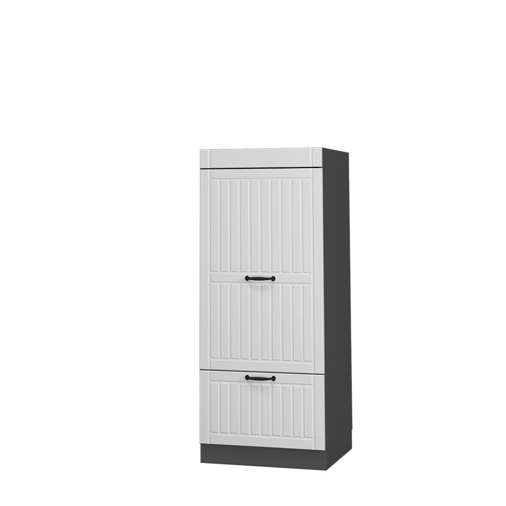 MIKROWELLENSCHRANK Fame-Line Weiß Landhaus 60 cm - Anthrazit/Creme, Holzwerkstoff (60/153.6/58.1cm) - Vicco