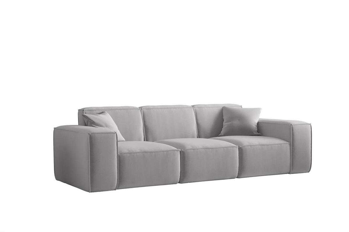 SOFA Celes Premium 3-sitzer Opera Velvet - Hellgrau, Holzwerkstoff/Textil (225/73/88cm) - Fun Möbel