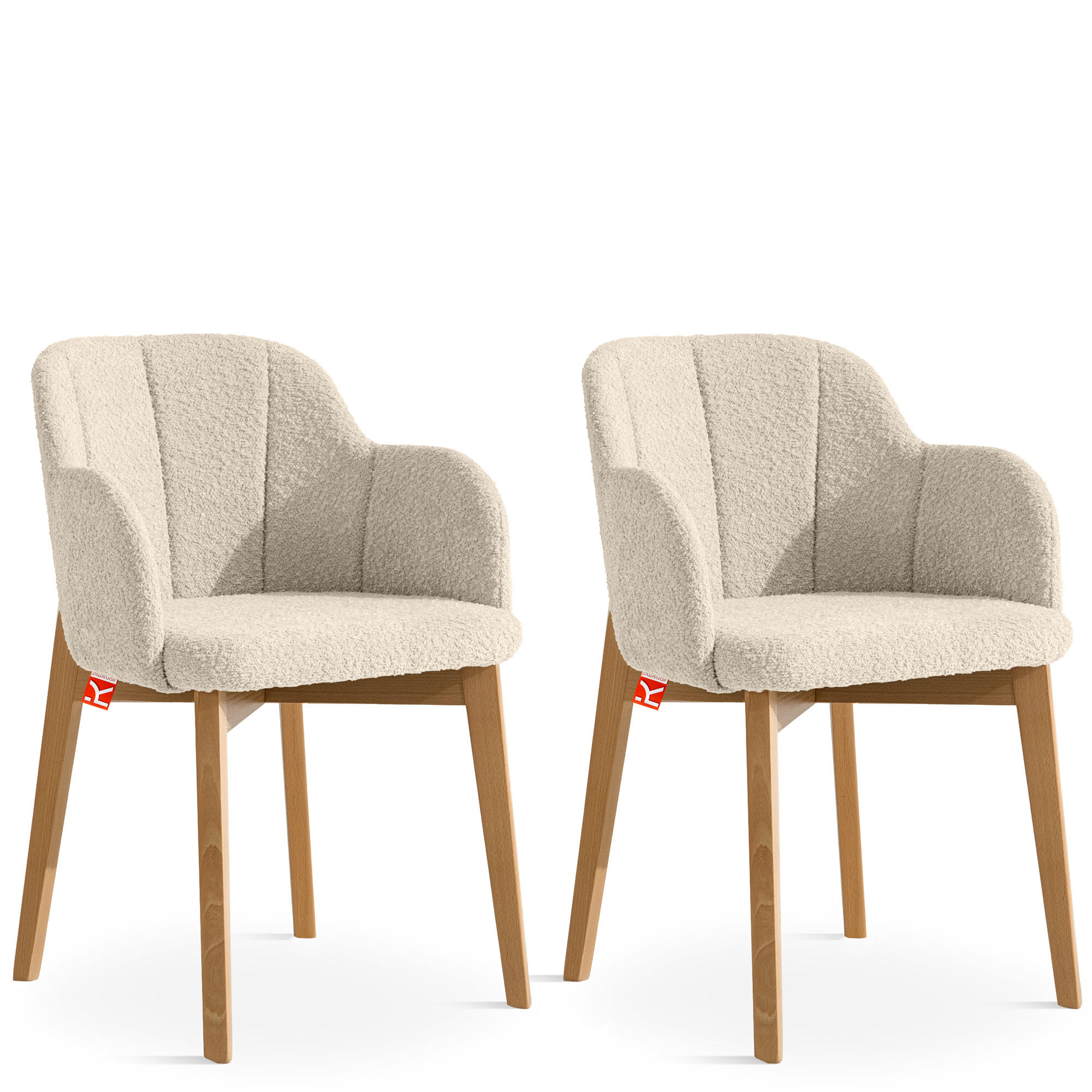 POLSTERSTUHL LONIS Esszimmerstühle 2er Set - Eichefarben/Beige, Holz/Textil (55/82/54cm) - KONSIMO®