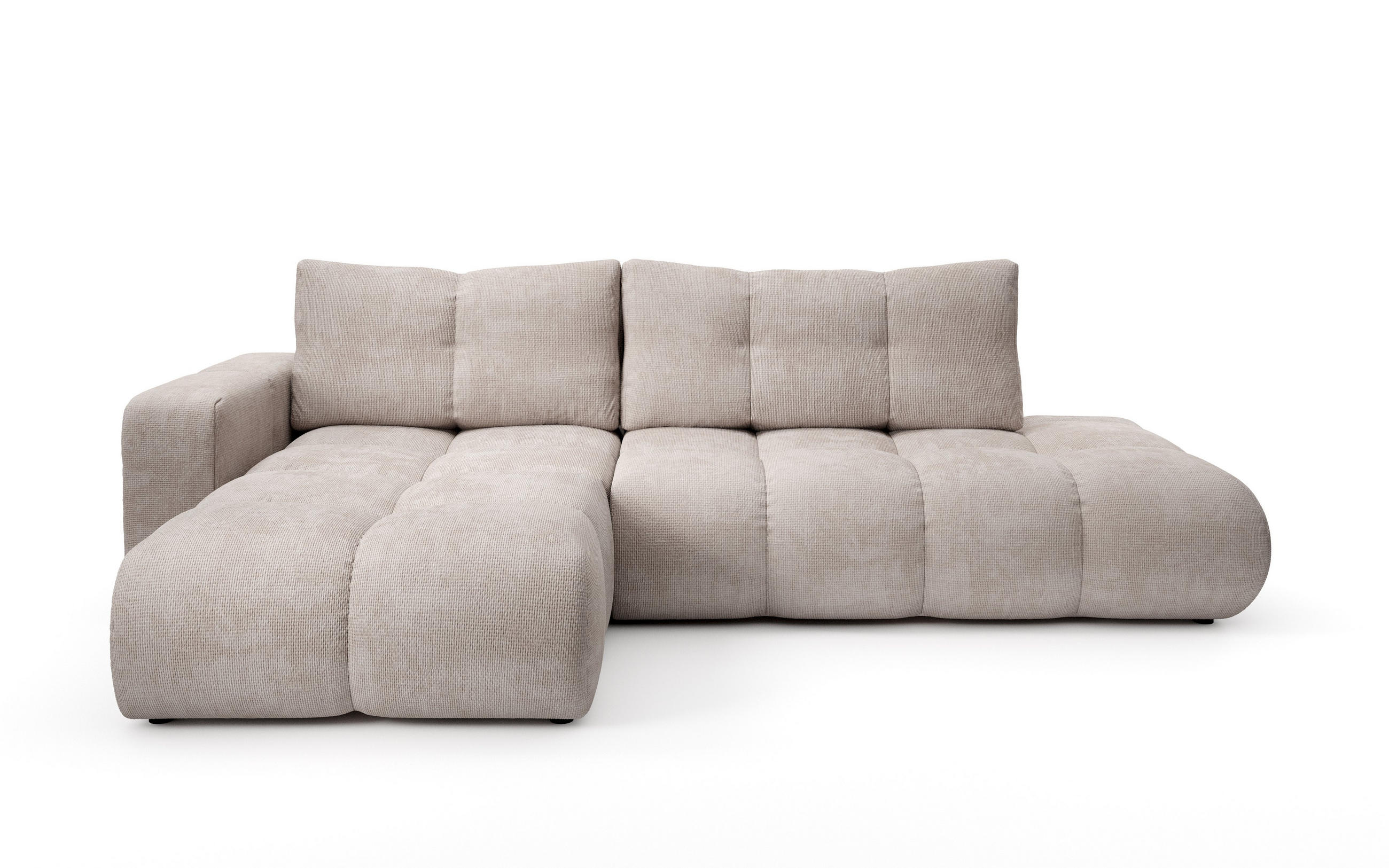 ECKSOFA DUCA L-S Beige Chenille mit Schlaffunktion - Beige, Holz (266.5/266.5cm) - MASSENO