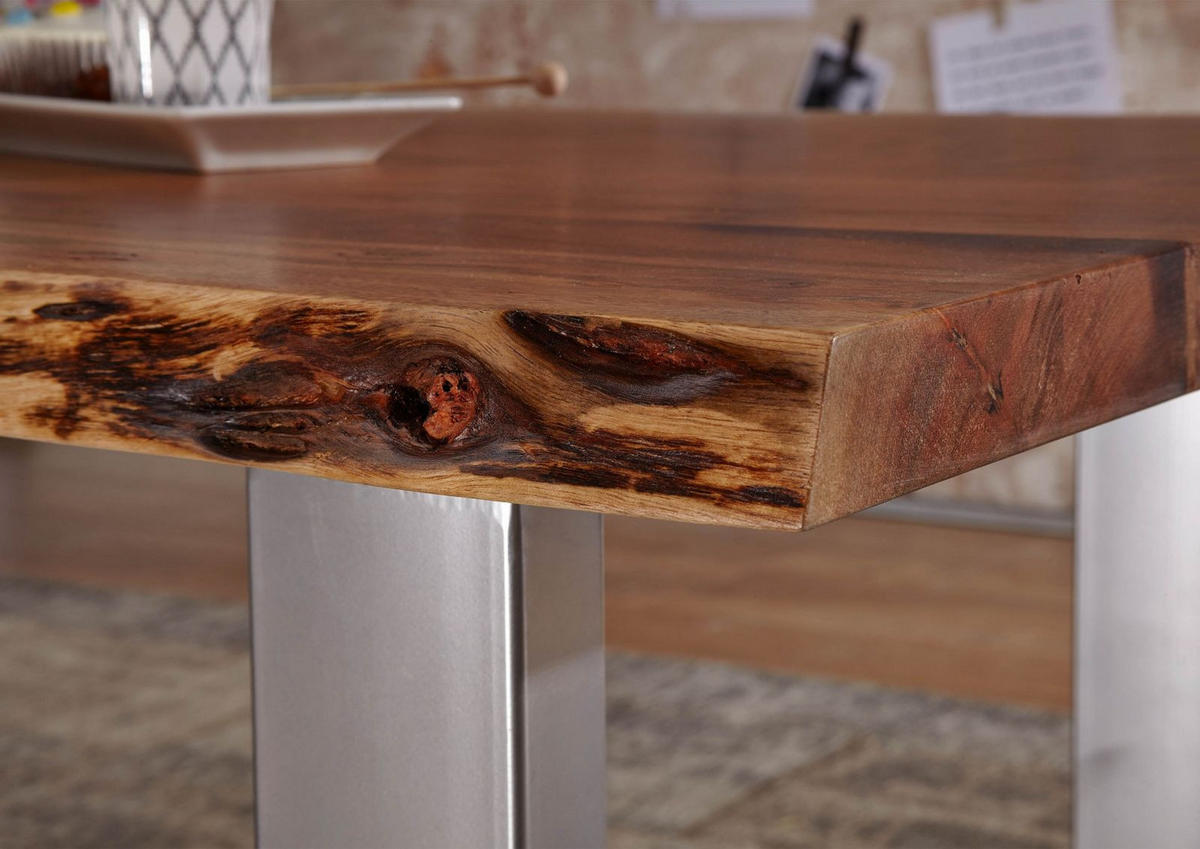 COUCHTISCH Akazie 150x70x45 walnuss lackiert FREEFORM 2 #12 - Dunkelbraun, Holz (150/70/45cm) - Massivmoebel24