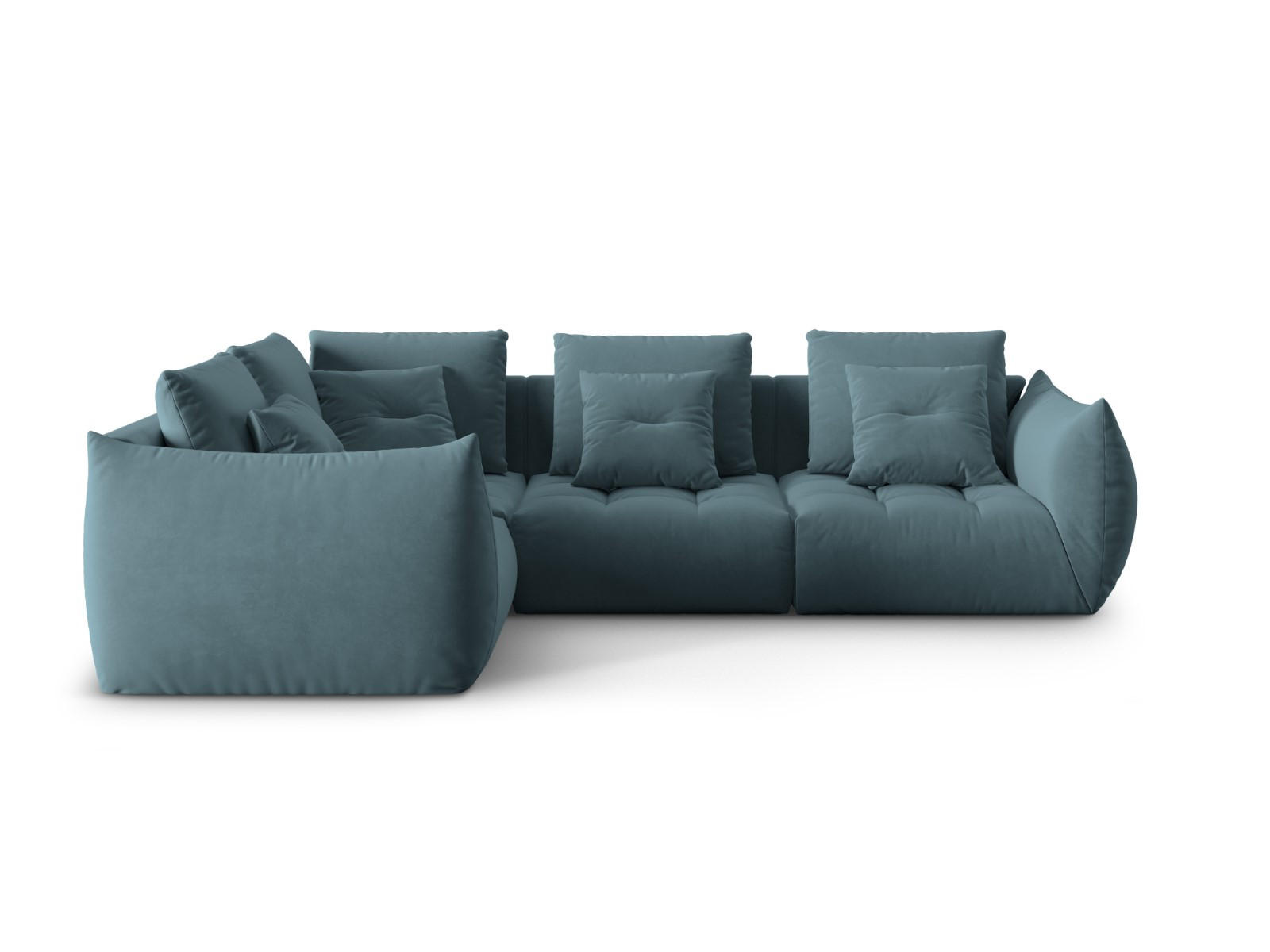 ECKSOFA modular links Bloom aus Samt pastellblau 3 Sitzplätze - Pastellblau, Textil (216/316cm) - Micadoni