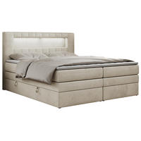 BOXSPRINGBETT GOLD-5 KING LED 200/200 Beige Velvet - H3 - Beige, Holz/Textil (200/200cm) - MKS