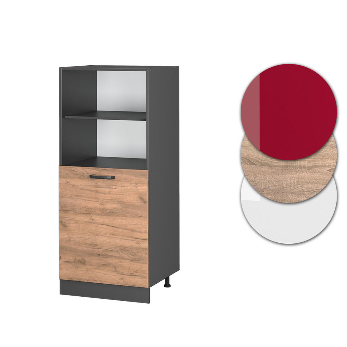 HERDUMBAUSCHRANK R-Line Goldkraft Eiche 60 cm - Honigeiche/Anthrazit, Holzwerkstoff (60/143/57cm) - Vicco
