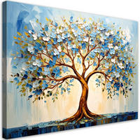 LEINWANDBILD 3D Blauer Baum des Lebens Blumen Abstraktion 120x80cm - Blau, Textil (120/80cm) - Feeby