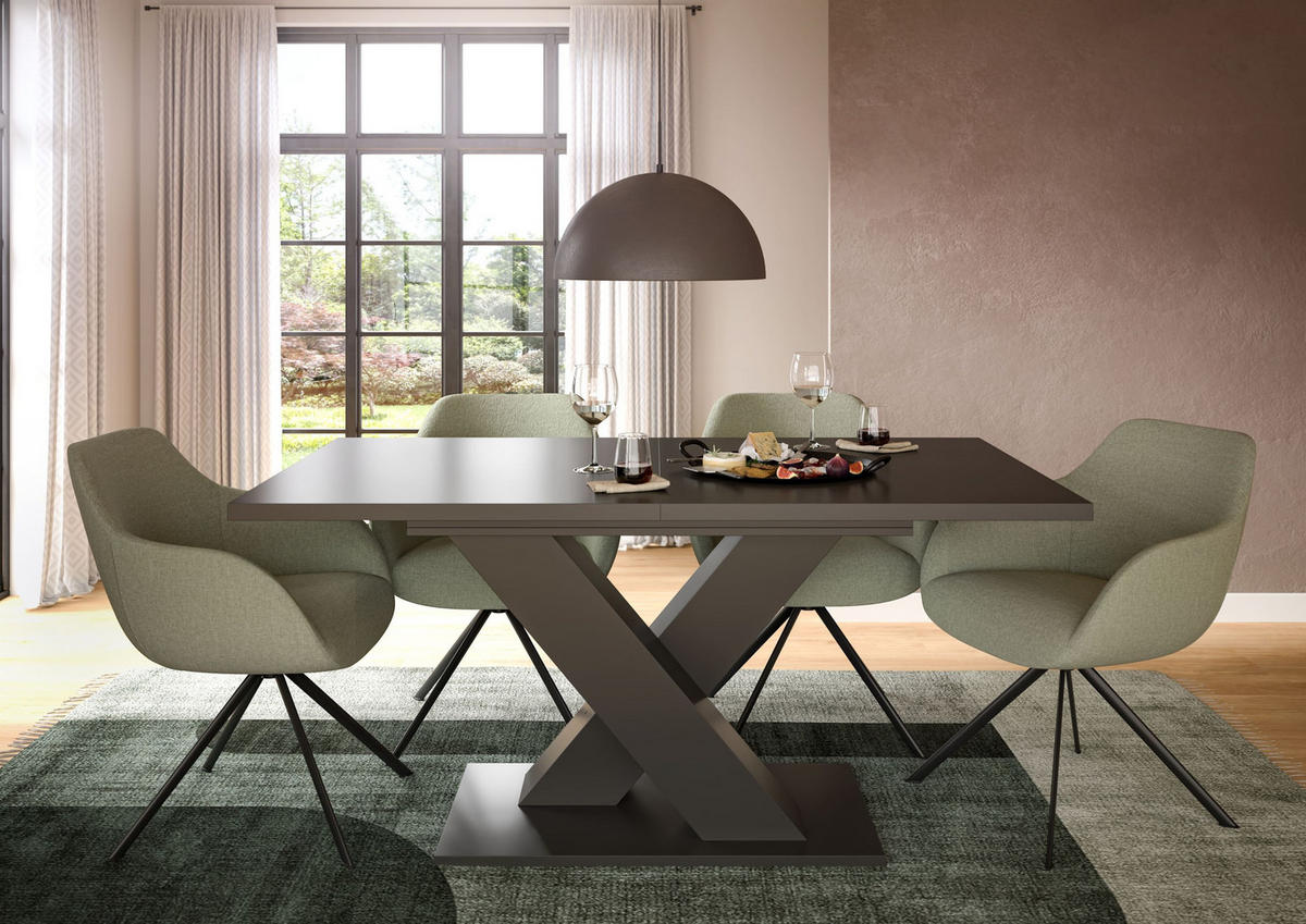 ESSTISCH MOTION (B/H/T: ca. 150/76/90 cm) in grau/grau - Grau, Holzwerkstoff (90/150/76cm)