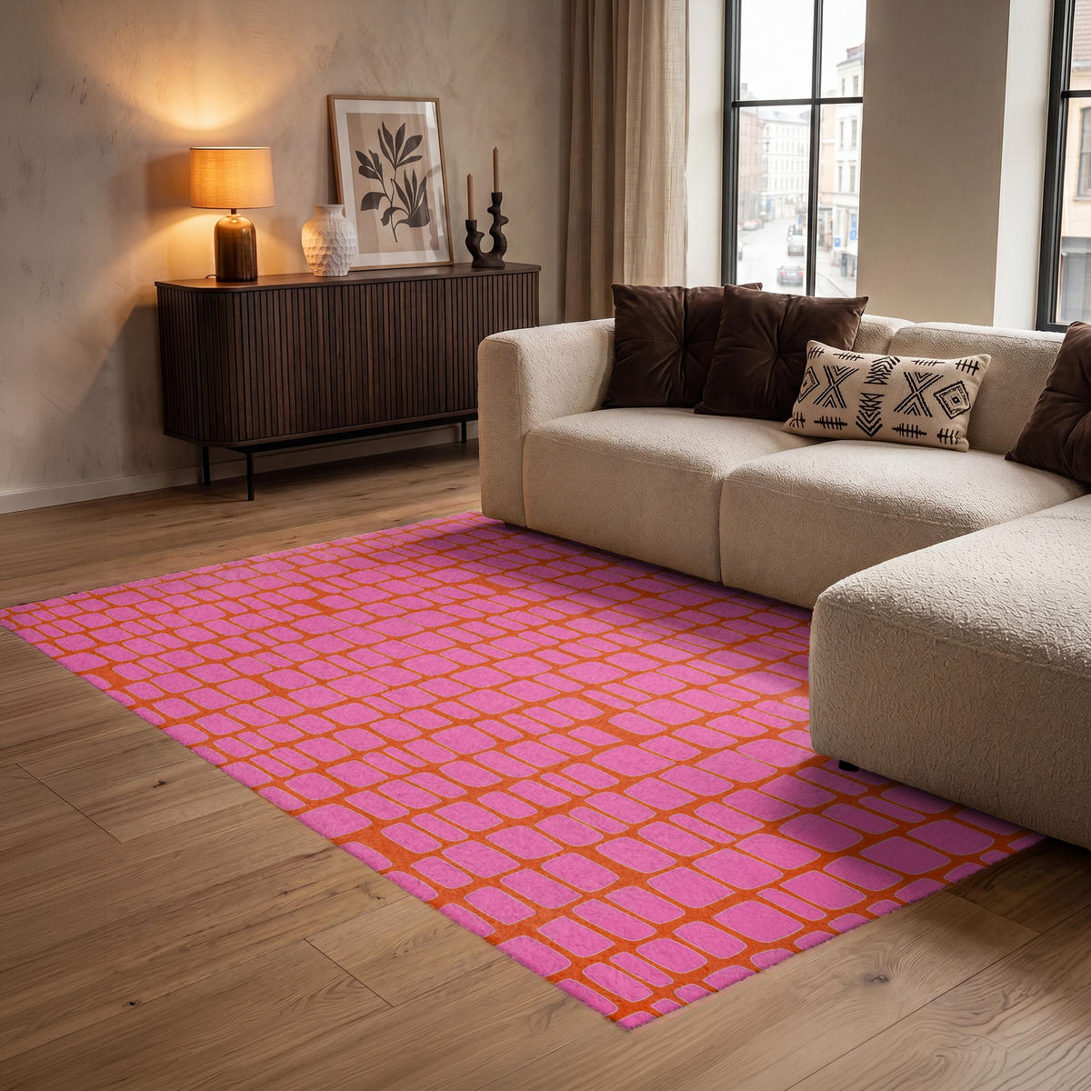 KOBERCE - Organic - Mriežka - Ružová - 140x200 cm - pink, textil/plast (140/0.4cm) - OnlyWow