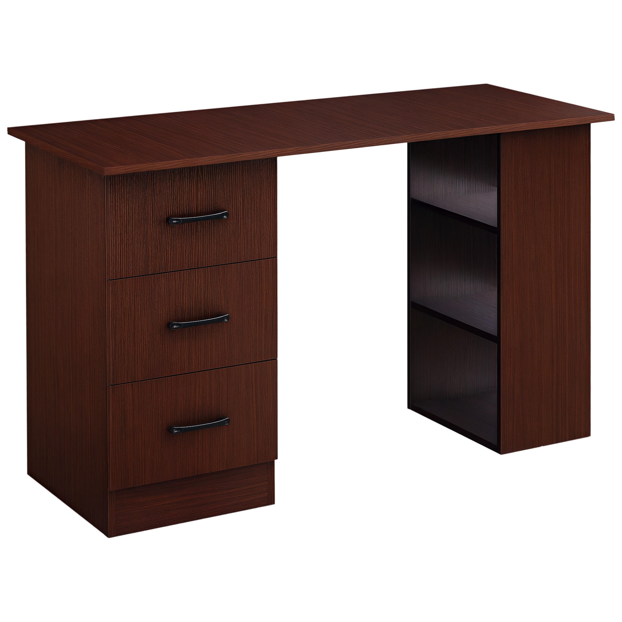 SCHREIBTISCH Nussbaumoptik mit 3 Schubladen und 3 Regalfächern 120/49/72 cm - Walnussfarben, Holzwerkstoff (49/120/72cm) - PANGIVO