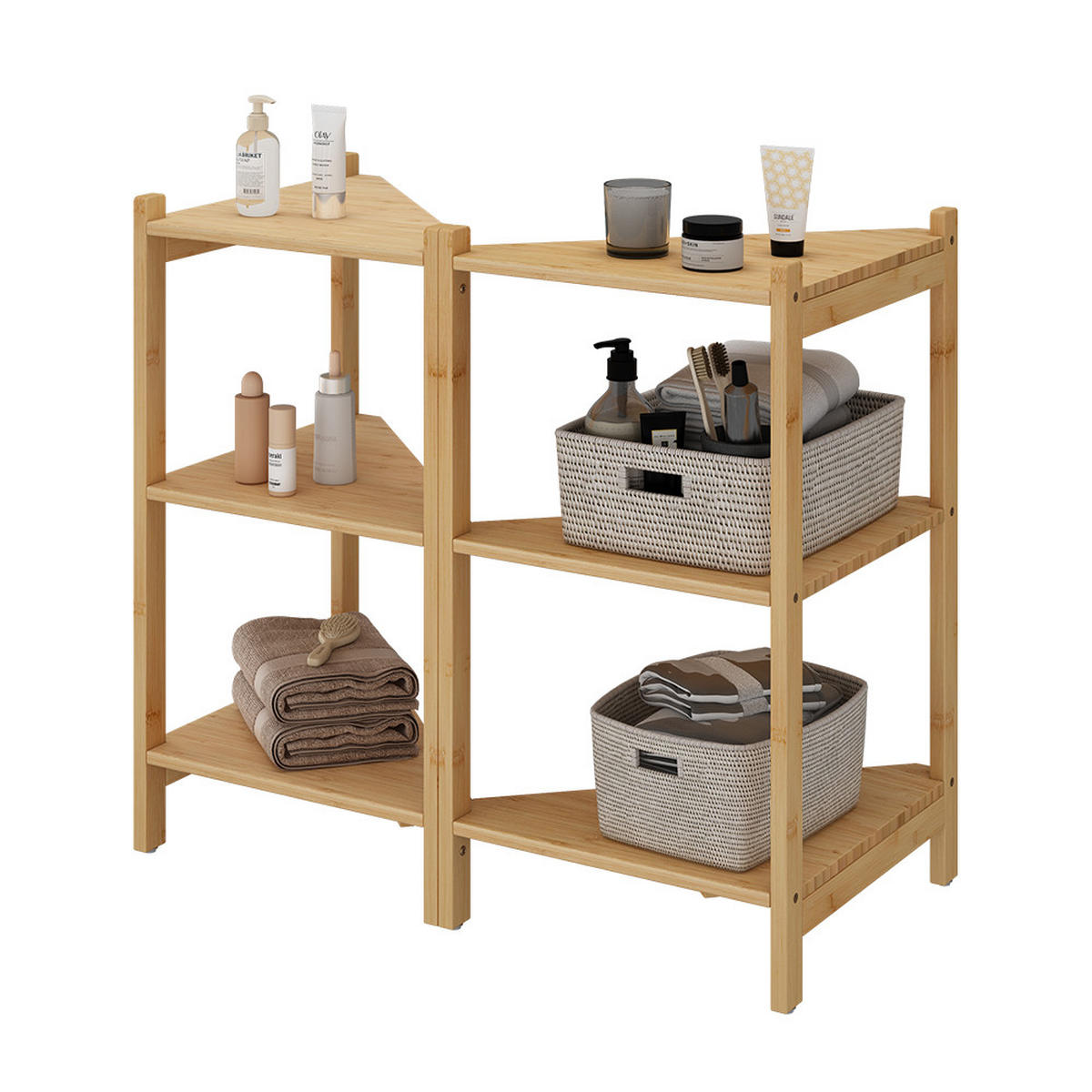 WASCHBECKENUNTERSCHRANK Zeno Bambus 68 x 60.5 cm 2er Set - Grün, Holzwerkstoff (68/60.5/33.5cm) - Vicco