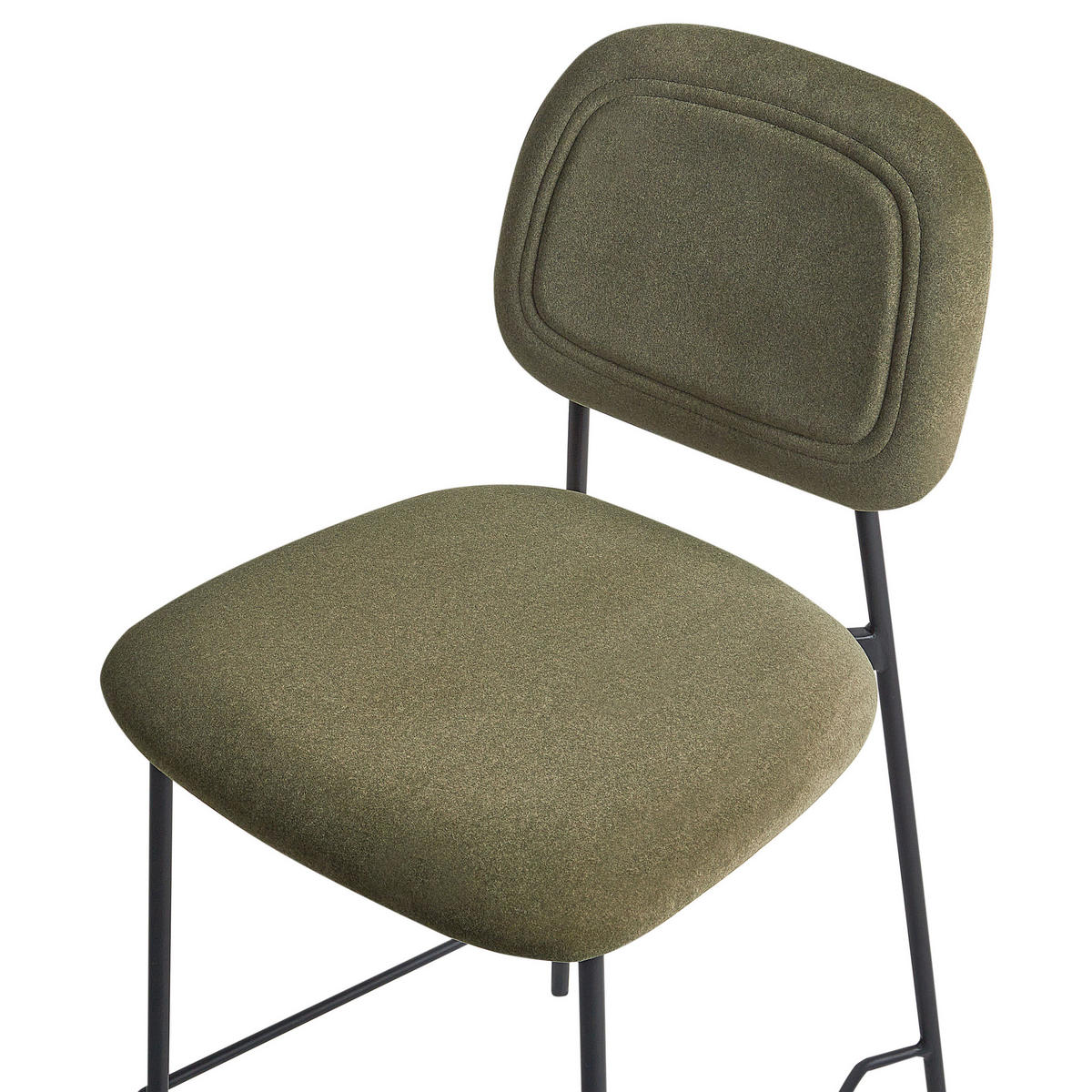 BARSTUHL 2er-Set Samtstoff Olivgrün Duette - Schwarz/Grün, Textil (45/96/48cm) - Beliani