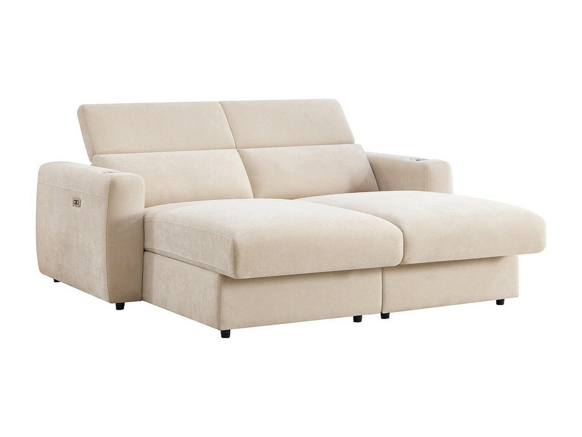 3-SITZER Sofa mit elektrischer Relaxfunktion und tiefer Sitzfläche aus beigem Stoff - BERALDA - Beige, Textil (196/78/175cm) - Vente-Unique