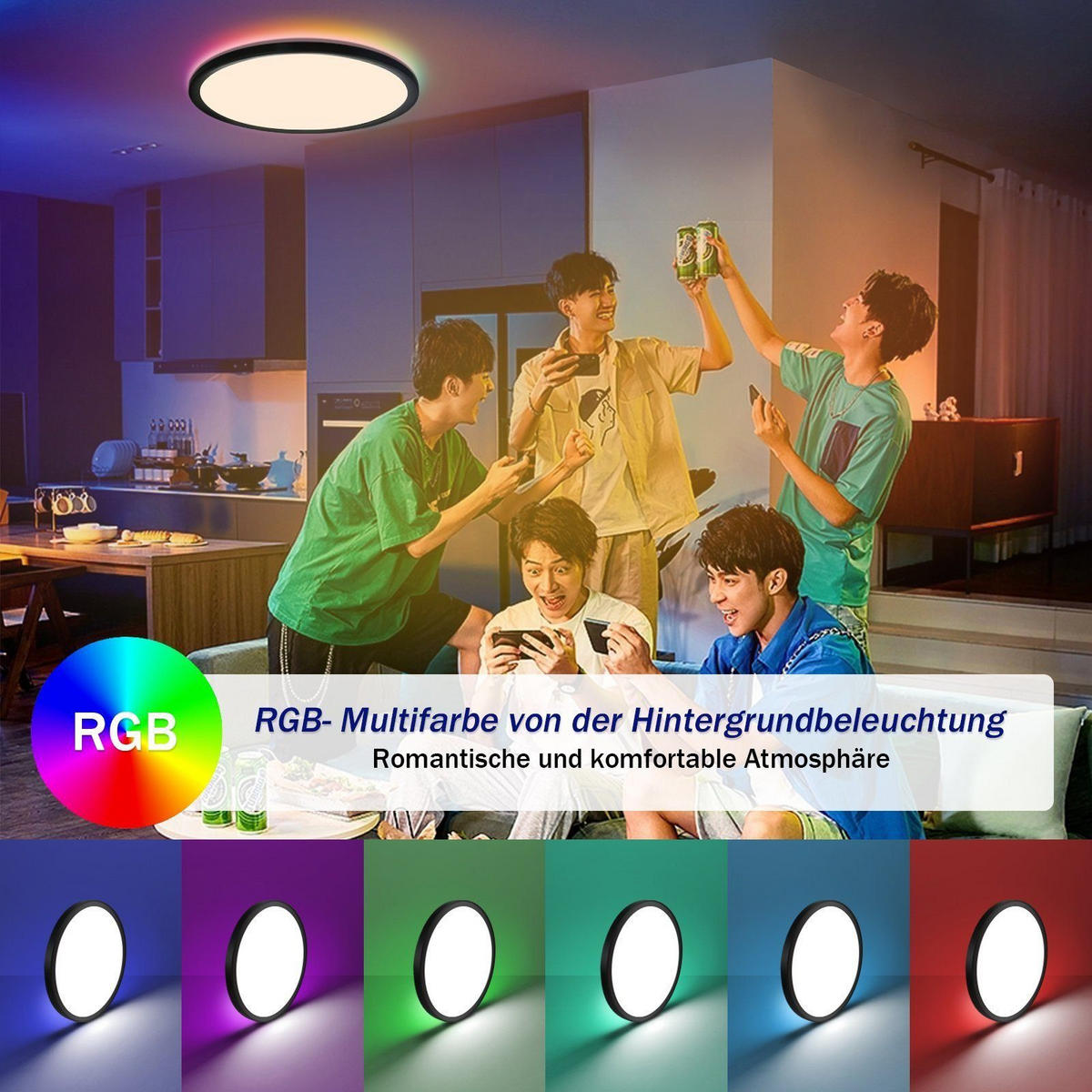 LED-DECKENLEUCHTE Idna 30 cm - Schwarz, Kunststoff (30/30/2cm) - Nettlife
