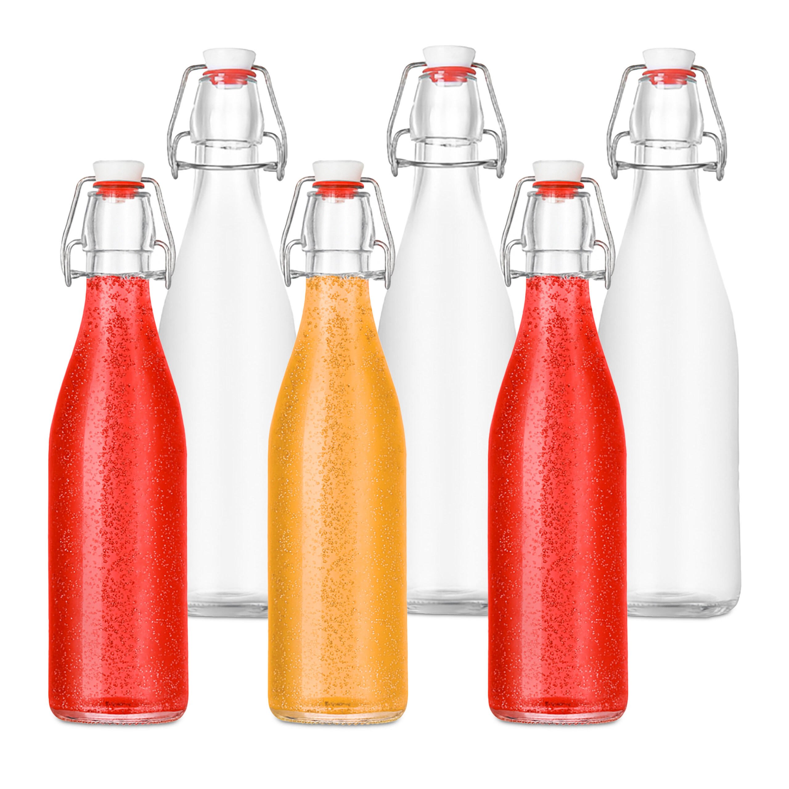 6XFLASCHE - Transparent, Glas/Kunststoff (7/26.5/7cm) - Relaxdays