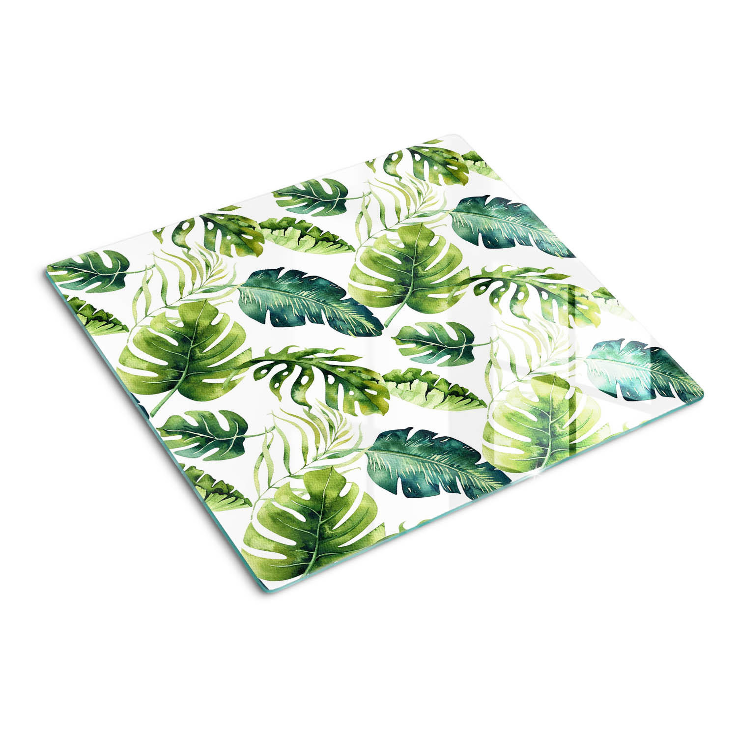GLASPLATTE 60x52 cm Tropische Blätter - Grün, Glas (60/0.4/52cm) - TULUP